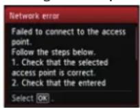 CANON Pixma MG4220 - ■ Failed to connect to the access point. - 1
