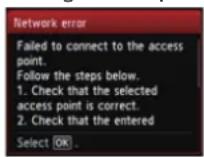 CANON Pixma MG4220 - ■ Failed to connect to the access point. - 1