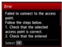 CANON Pixma MX520 - ■ Failed to connect to the access point. - 1