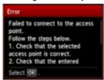 CANON Pixma MX520 - ■ Failed to connect to the access point. - 1