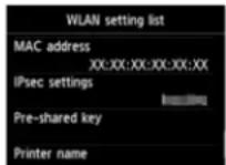 CANON Pixma MX520 - ■ WLAN setting list - 1