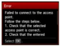 CANON Pixma MX520 - ■ Failed to connect to the access point. - 1
