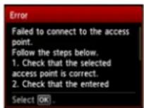 CANON Pixma MX520 - ■ Failed to connect to the access point. - 1