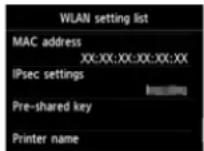 CANON Pixma MX520 - ■ WLAN setting list - 1