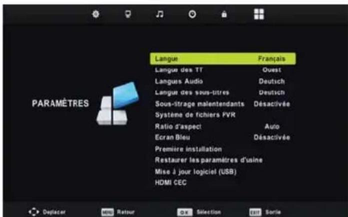 OK OLE 198 B-D4 - Menu paramètres - 1