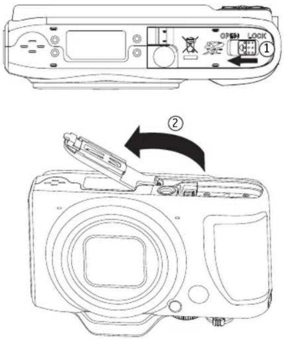 GE G100 - Insert the Battery and SD/SDHC/SDXC Card (Not included) - 1