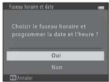 Fuseau horaire et date Choisir le fuseau horaire et programmer la date et l'heure ? Oui Non Annuler