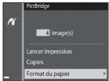 PictBridge 4 image(s) Lancer impression Copies Format du papier