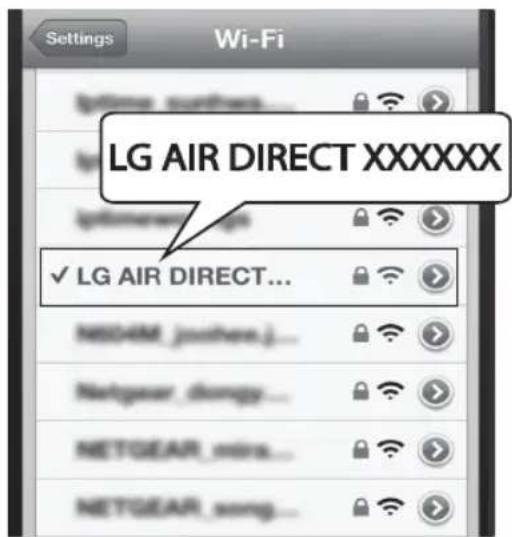 Settings Wi-Fi LG AIR DIRECT XXXXXX ✓ LG AIR DIRECT... NDAIM_putres... Netgear_dmgy... NETGEAR_mira... NETGEAR_wmp...