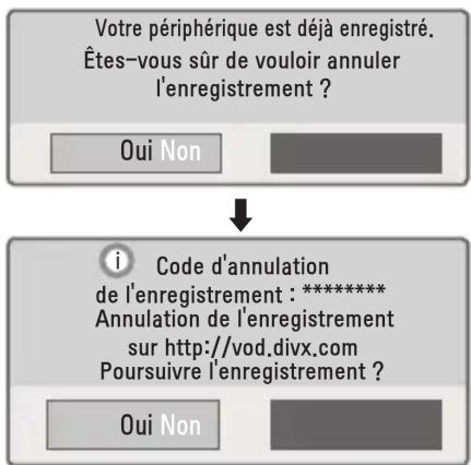 LG PA72G - Pour annuler l'enregistrement du code DivX - 1