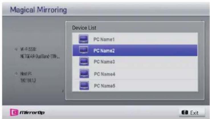 LG SA565 - Après avoir lancé Magical Mirroring, exécutez le programme MirrorOp Sender sur le PC en écran de veille, comme suit. - 3