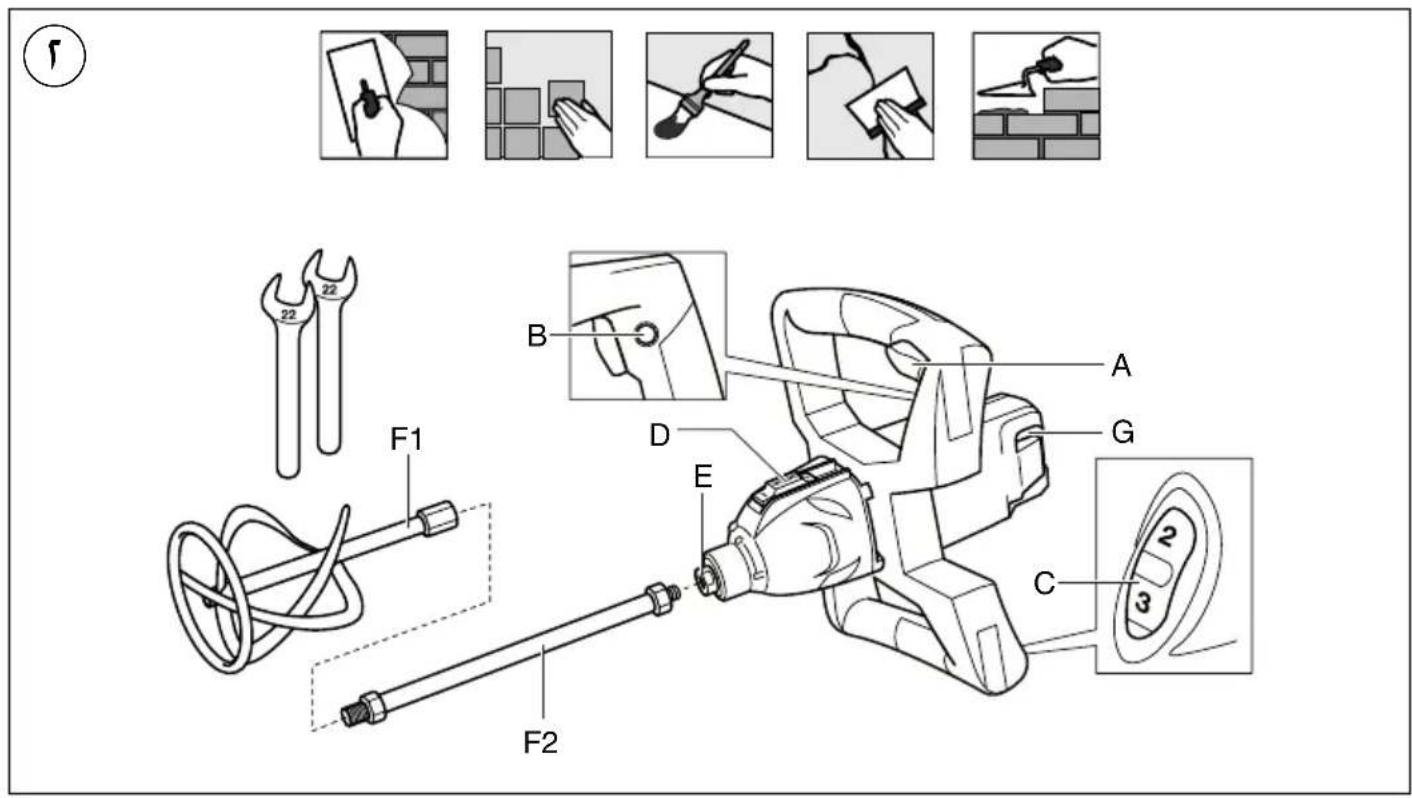 Technical diagram illustrating a mechanical device with labeled parts and corresponding close-ups of cleaning or repair instructions.
