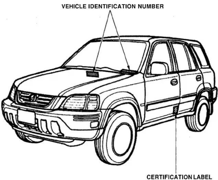 Honda CR-V (1999) - Identification Numbers - 1