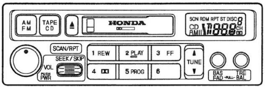 Honda CR-V (1999) - AM/FM/Cassette Stereo Audio System - 1