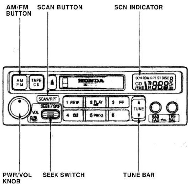 Honda CR-V (1999) - Operating the Radio - 1