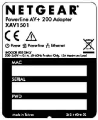 NETGEAR XAV1501 - Powerline Adapter Label - 1