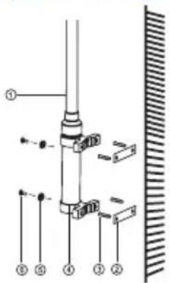 Technical diagram of a mechanical assembly with numbered components and directional arrows indicating assembly steps.