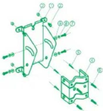 Technical diagram of a mechanical assembly with numbered components and directional arrows indicating motion or flow.