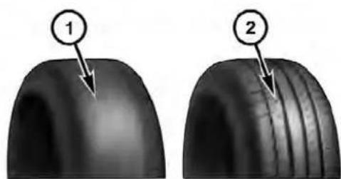 Two views of a car tire showing surface texture and tire edge details (no text or symbols)