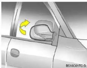 HYUNDAI Matrix (2007) - FOLDING THE OUTSIDE REAR VIEW MIRRORS - 1