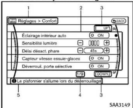 INFINITI Q70 (2013) - Réglages: - 2