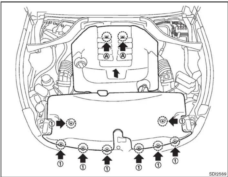 INFINITI Q70 (2012) - POINTSDEVÉRIFICATIONDU COMPARTIMENTMOTEUR - 1