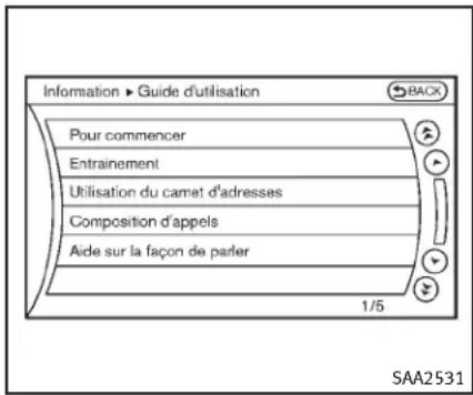 INFINITI QX50 (2014) - Affichageduguided'utilisation - 1