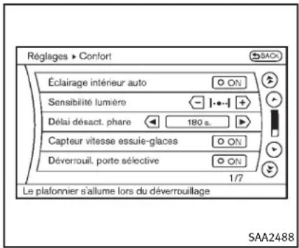 INFINITI QX50 (2014) - Autresréglages(modèlesavec systèmedenavigation) - 1