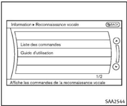 INFINITI QX50 (2014) - Afficherlalistedescommandes - 1