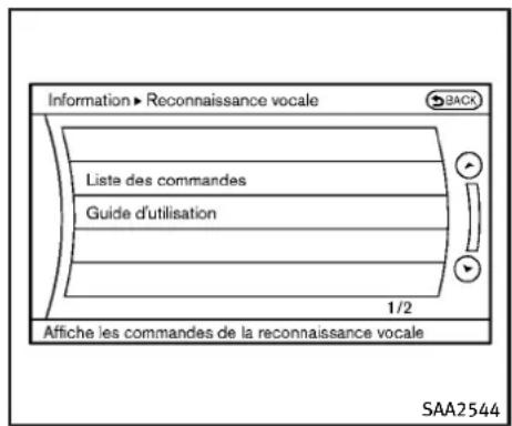 INFINITI QX50 (2013) - Afficherlalistedescommandes - 1