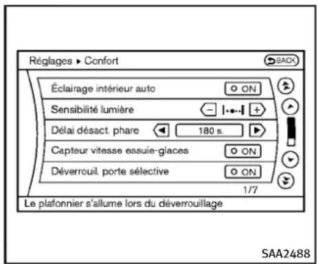 INFINITI QX50 (2013) - Autresréglages(modèlesavec systèmedenavigation) - 1