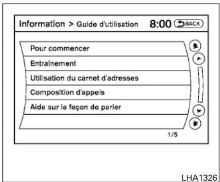 INFINITI QX60 (2013) - Affichageduguided'utilisation: - 1