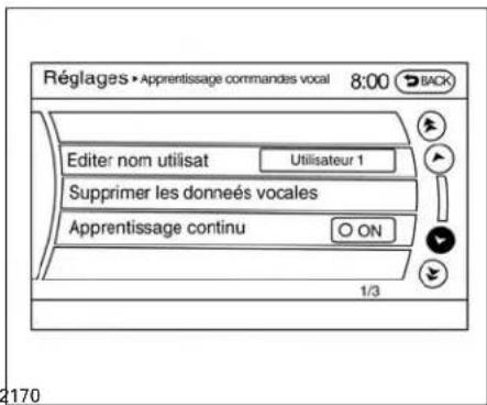 INFINITI QX60 (2013) - Programmerlesystèmepour l'apprentissagedelavoixde l'utilisateur - 4
