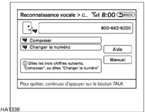 INFINITI QX60 (2013) - Exemple1—Compositiond'unappelau numérodetéléphone800662-6200: - 6