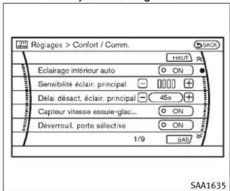 INFINITI FX35 (2011) - Autresréglages(modèlesavec systèmedenavigation) - 2