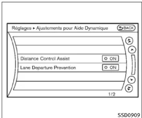 INFINITI FX35 (2011) - Réglaged'activation/dedésactivation du systèmeLDP: - 1