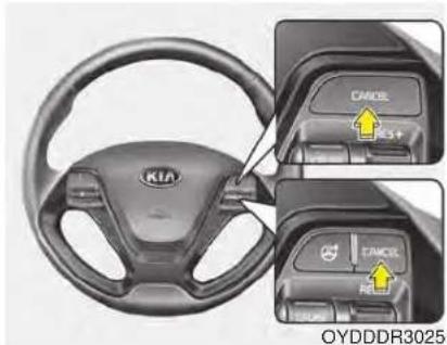 KIA Forte5 (2014) - To cancel cruise control, do one of the following: - 1