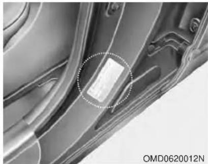 KIA Forte5 (2014) - TIRE SPECIFICATION AND PRESSURE LABEL - 1