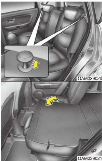 KIA Soul (2013) - Rabattre le dossier arrière : - 1