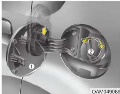 KIA Soul (2013) - Ouverture du volet du réservoir de carburant - 1