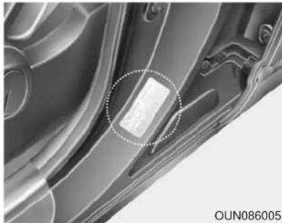 KIA Soul (2012) - TIRE SPECIFICATION AND PRESSURE LABEL - 1
