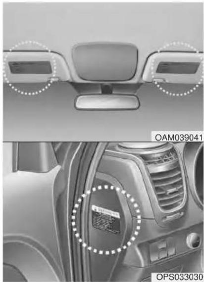KIA Soul (2014) - Étiquette d'avertissement des coussins gonflables - 1