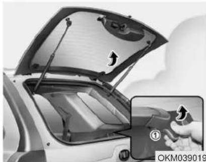 KIA Sportage (2010) - Ouverture du hayon arrière (selon l'équipement) - 1