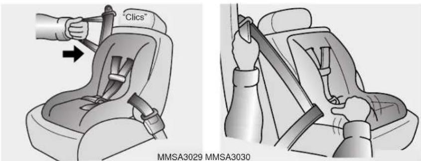 KIA Sportage (2010) - Ceinture de sécurité passager mise en mode de verrouillage automatique - 3