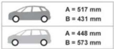 A = 517 mm B = 431 mm A = 448 mm B = 573 mm