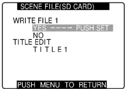PANASONIC AG-HPX300P - Saving scene files and other settings on SD memory cards - 4