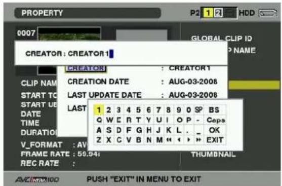 PANASONIC AG-HPX300P - Modification of recorded clip metadata - 2