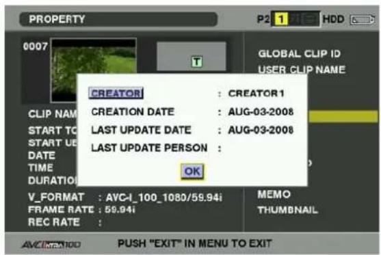 PANASONIC AG-HPX300P - Modification of recorded clip metadata - 1