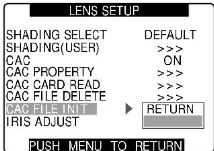 PANASONIC AG-HPX300P - Initializing CAC File (Returning Data to Their Factory Defaults) - 1