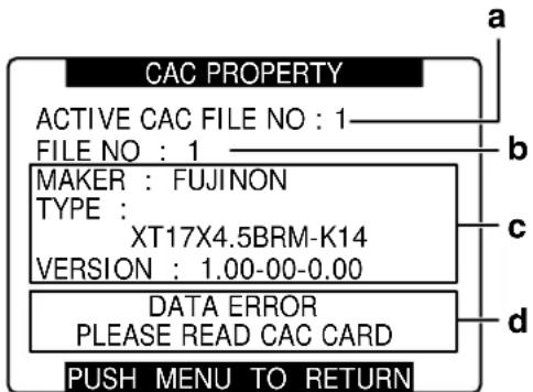 PANASONIC AG-HPX300P - Turn the JOG dial button to select CAC PROPERTY and select DISPLAY to open the CAC PROPERTY screen. - 2